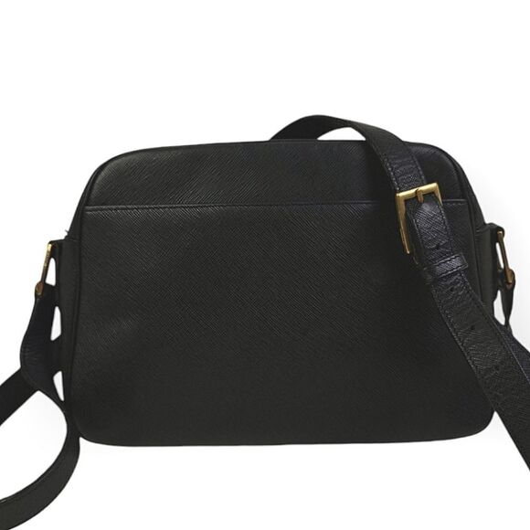 VTG COACH ITALY SAFFIANO BLACK GENUINE LEATHER CROSS BODY SHOULDER BAG HANDBAG - Picture 1 of 15